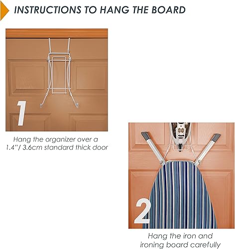 Miniatura 6 de Organizador de tabla de planchar para colocar sobre la puerta, organizador de almacenamiento de plancha y tabla de planchar, para tabla de planchar
