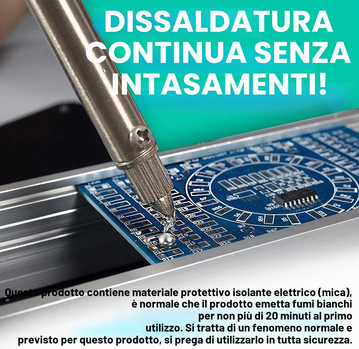 YIHUA 929D-V Pompa dissaldante a ventosa elettrica con impugnatura di ricarica corta e ugelli dissaldanti 1,0 mm 1,2 mm 2,0 mm per dissaldatura a foro passante(EU PLUG)
