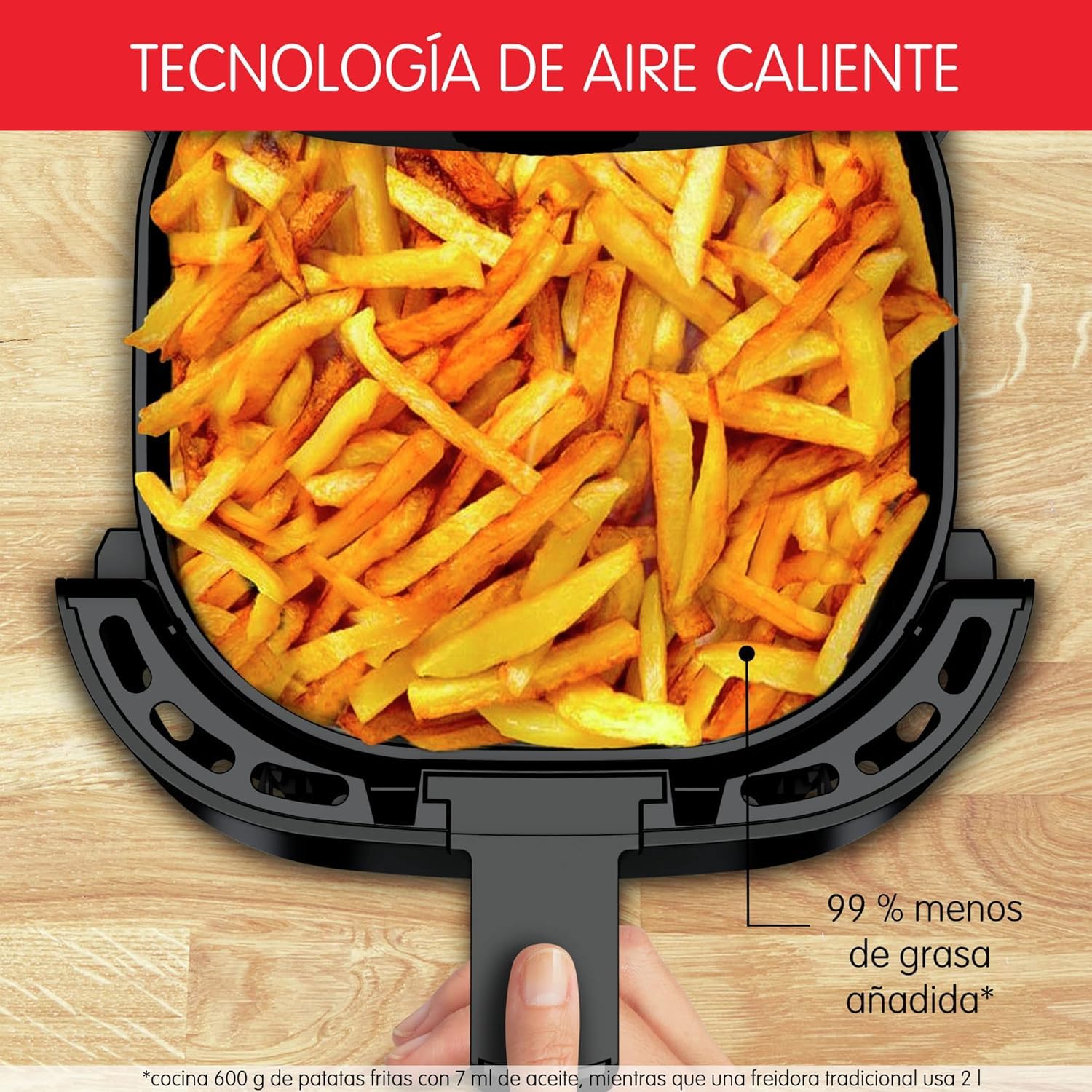 Moulinex Easy Fry Essential 3.5 L EZ1308 Freidora de Aire Caliente, con Poco o Sin Aceite, Controles manuales, 5 Programas, Comidas Sanas, Capacidad 1 Kg, Hasta 4 personas, Compacto, Color Negro