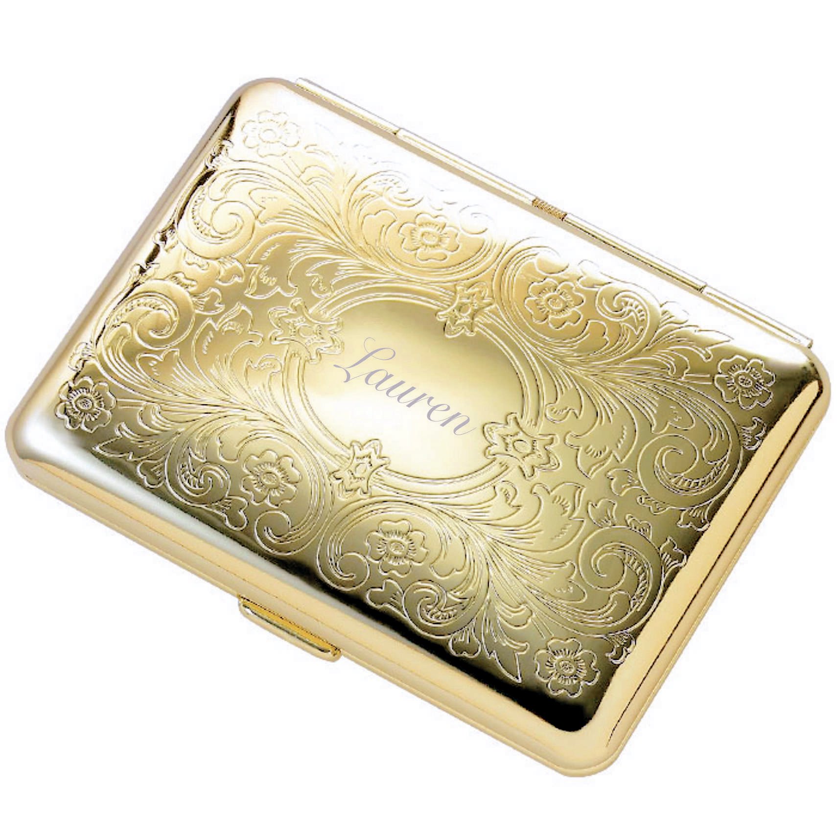 engraved cigarette case Amazon.com: Personalized Gold Paisley Cigarette Case - Custom Engraved  Cigarette Holder - Elegant Gift for Smokers | Free Engraving