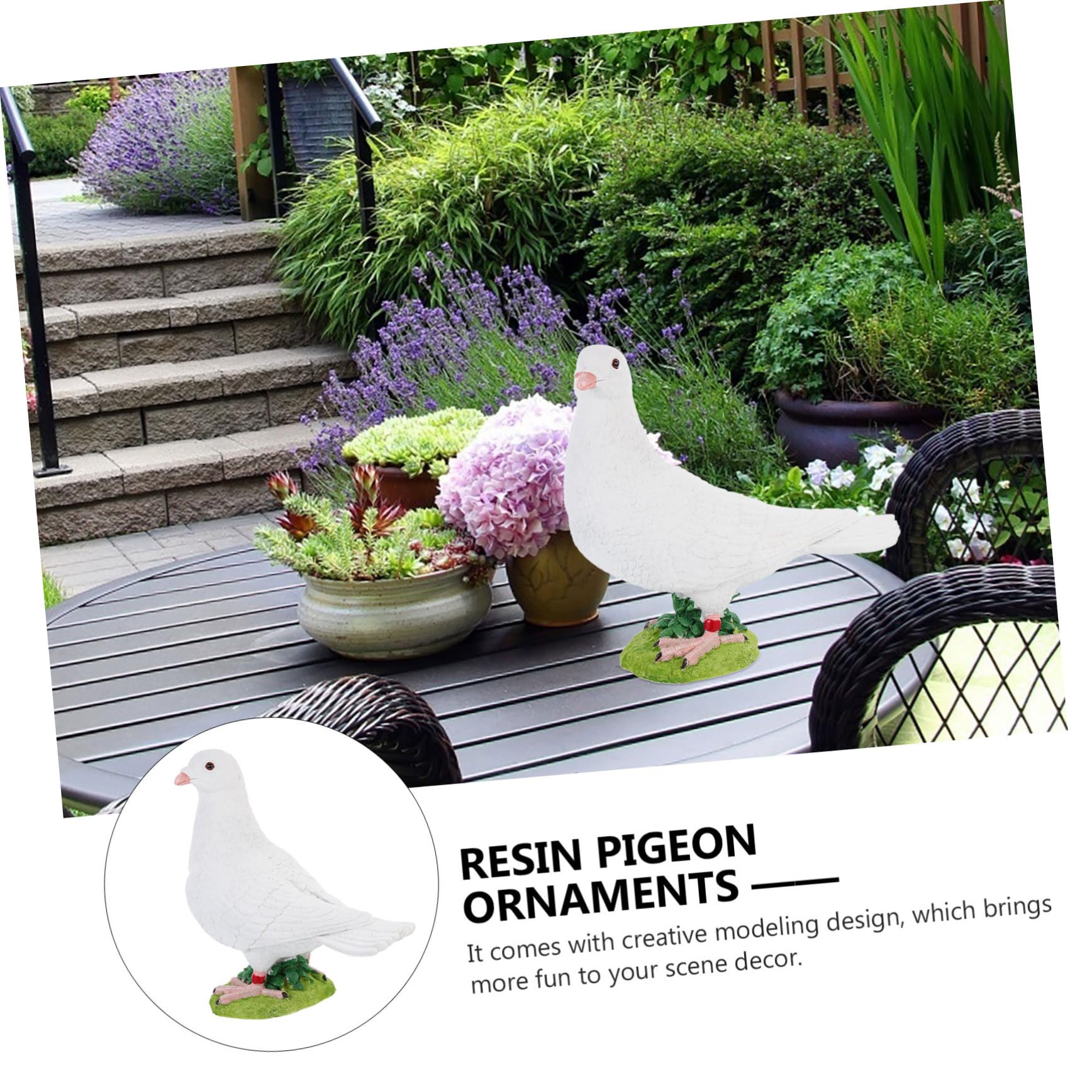 Figurine Colombe En Résine PRETYZOOM - Sculpture Pigeon Ornement Jardin 38x23x11cm