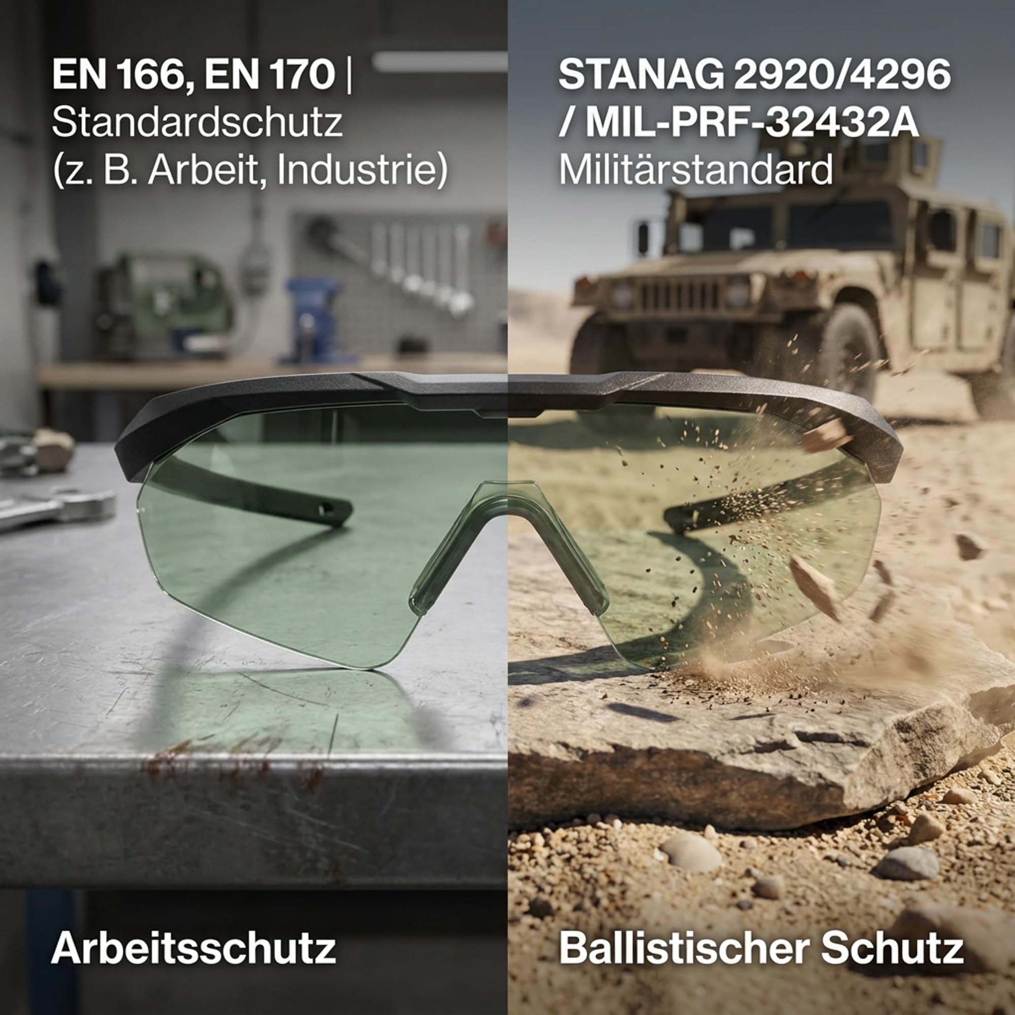 Uvex apache spec variomatic STANAG 2920/4296 Lunettes de protection de qualité supérieure avec étui - Lunettes à armatures spécialement conçues pour les autorités et les applications tactiques