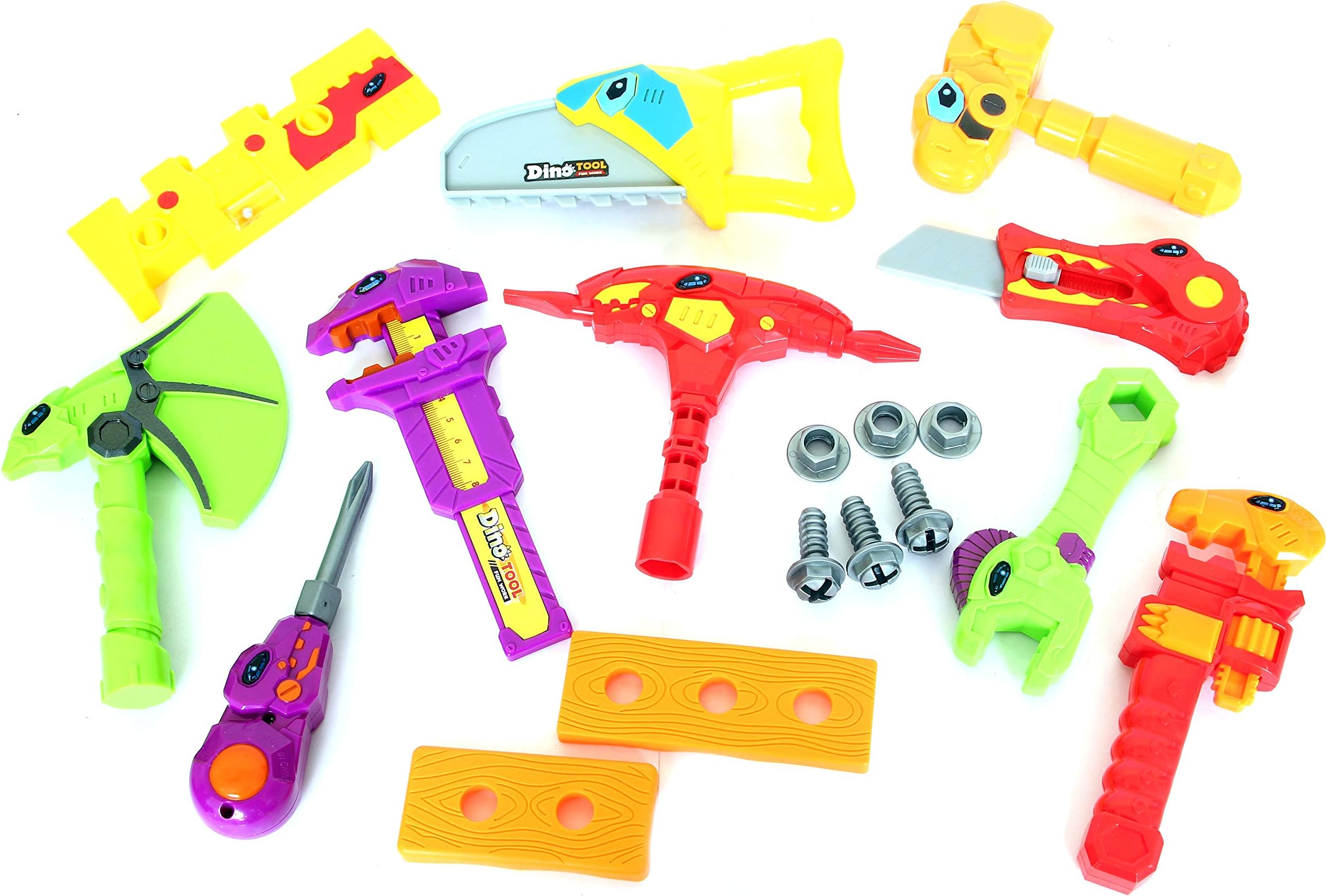 Toys Bhoomi 18 Piece Take Apart Dinosaur Puzzle Kids Play Tools Toy for Children Nailing and Hammering Games (661-350)