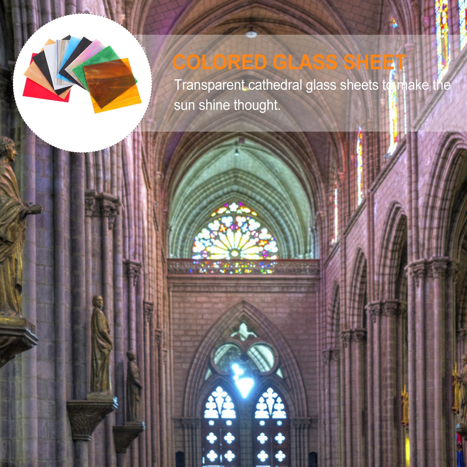 Abaodam Láminas de Vidrio Coloreado 10 Piezas para Vidrieras de Catedral