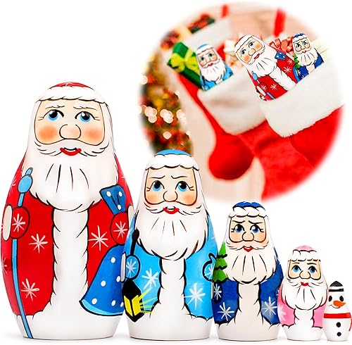 AEVVV Juego de 5 muñecos de anidación de padre escarcha - Papá Noel ruso - Ded Moroz