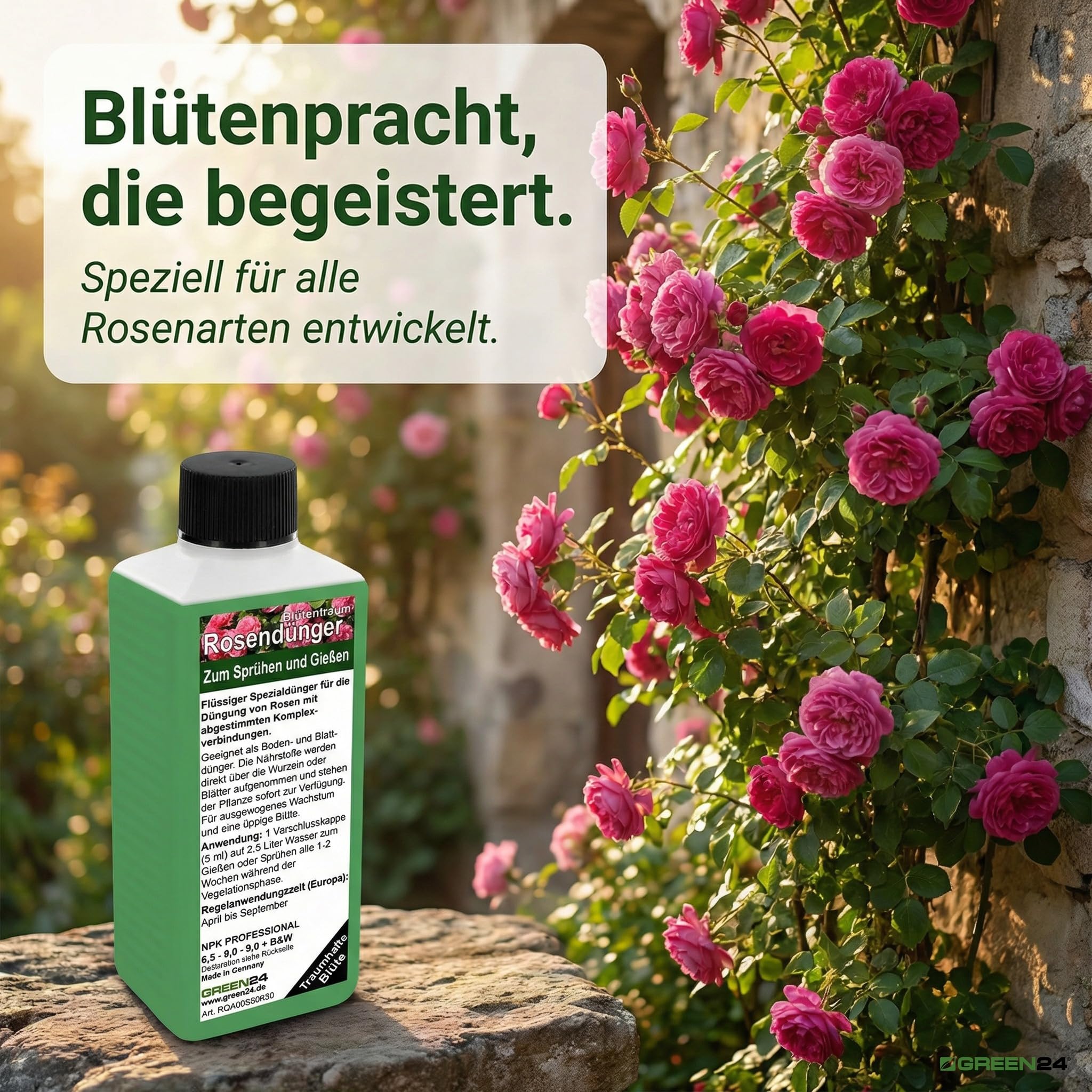 GREEN24 Engrais pour rosiers - Rose précieuse - Haute Technologie - Engrais pour Roses