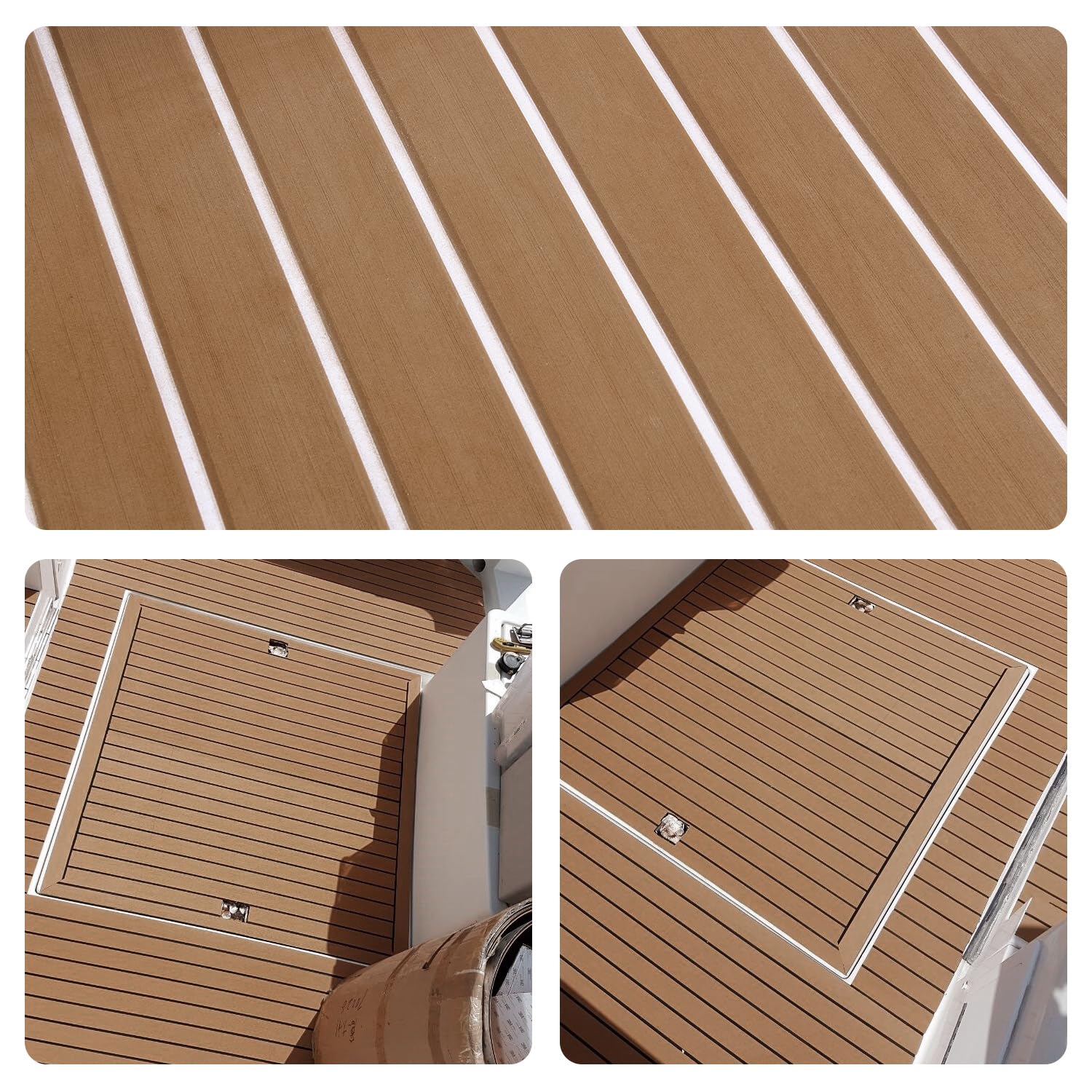 SenMore Schiuma Eva Tappetino per Barca, Navi e Marittimi, Tappetino Antiscivolo in Teak Artificiale può Essere Utilizzato per la Decorazione di Yacht, Kayak, Barche, RV, Piscine