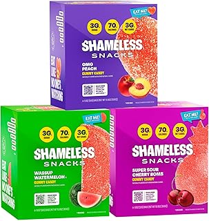 Snacks - Low Carb Keto Gummies Gluten Free Candy Bundle - Peach, Watermelon, Cherry Bomb