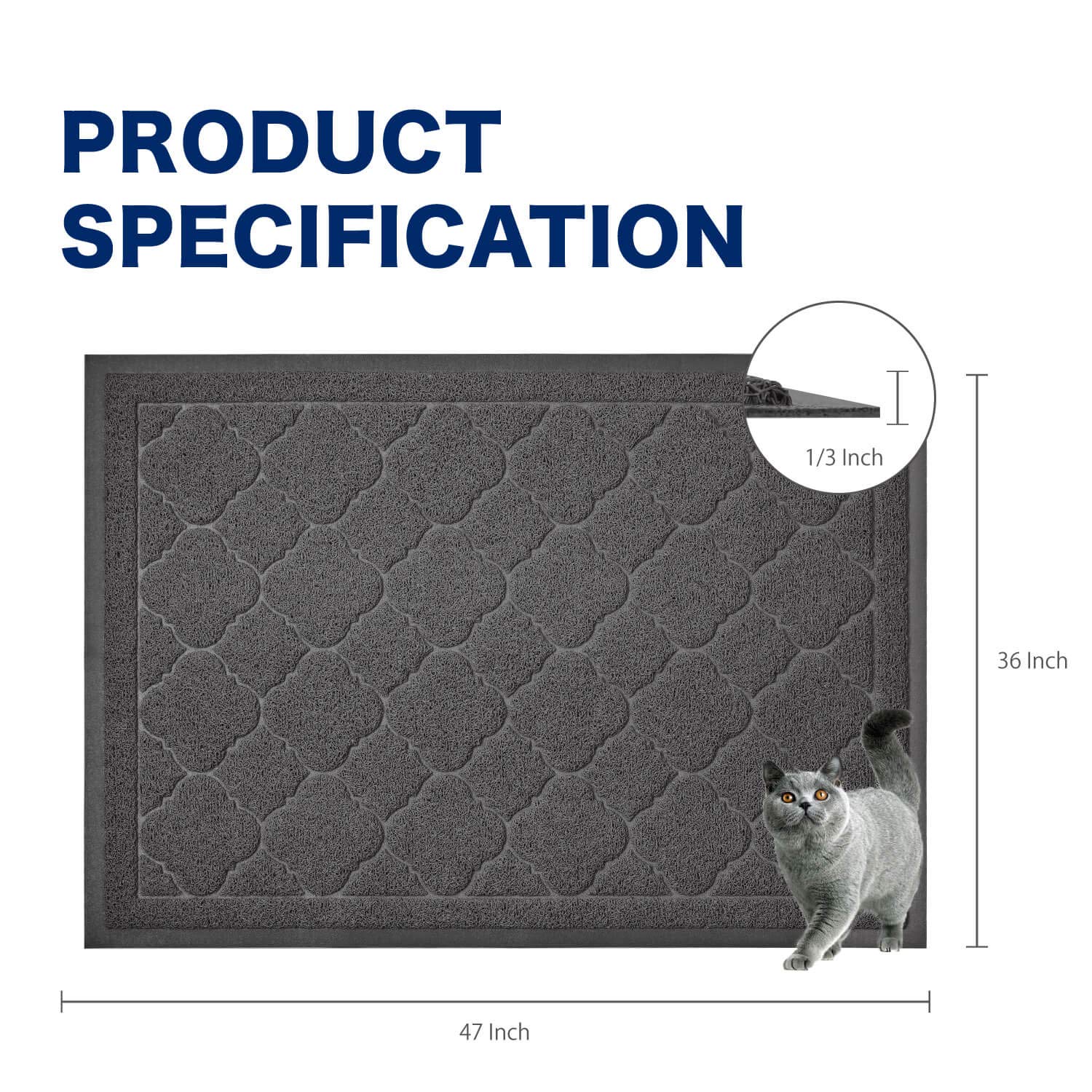WePet - Alfombrilla de arena para gatos, tamaño grande, de PVC suave y duradero, sin ftalatos, resistente al agua, fácil de limpiar, lavable, control de dispersión, alfombra de caja de arena, 35 x 23