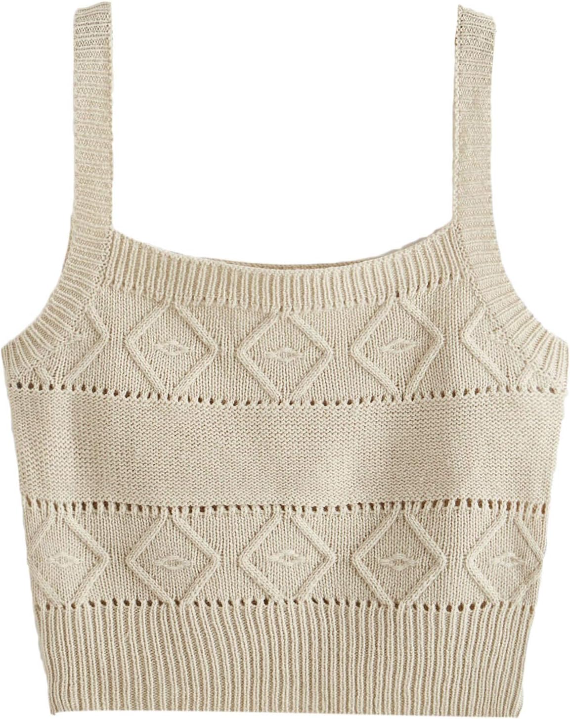 SweatyRocks Women's Sleeveless Solid Knit Straps Crop Tank Tops - Image 2