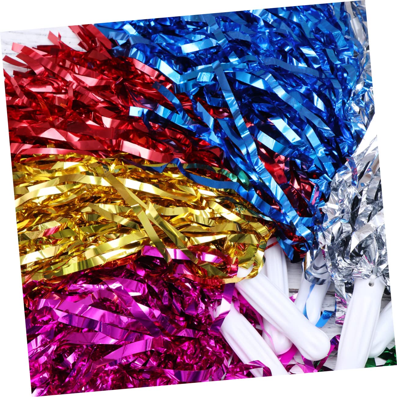Sosoport 36 Pcs Pompons Amusants D'Équipe De Pompons Pompons Bleus Et Dorés Accessoires De Pom-Pom Girl De Gymnastique De Pom-Pom Girl Pompons Brillants De Sport Pompons Blancs Pompons