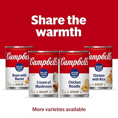 Miniatura 44 de Campbell's Crema condensada sin sal de sopa de champiñones, lata de 10.5 onzas (paquete de 12), marca es Campbell''s