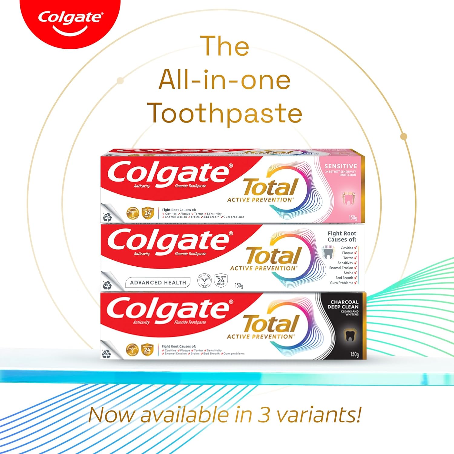 Colgate Total Charcoal Deep Clean Toothpaste 150 gm/5.2 OZ Charcoal Deep Clean, Combo Pack, Whole Mouth Health, Tooth Paste with 12-Hour Protection Pack of 2