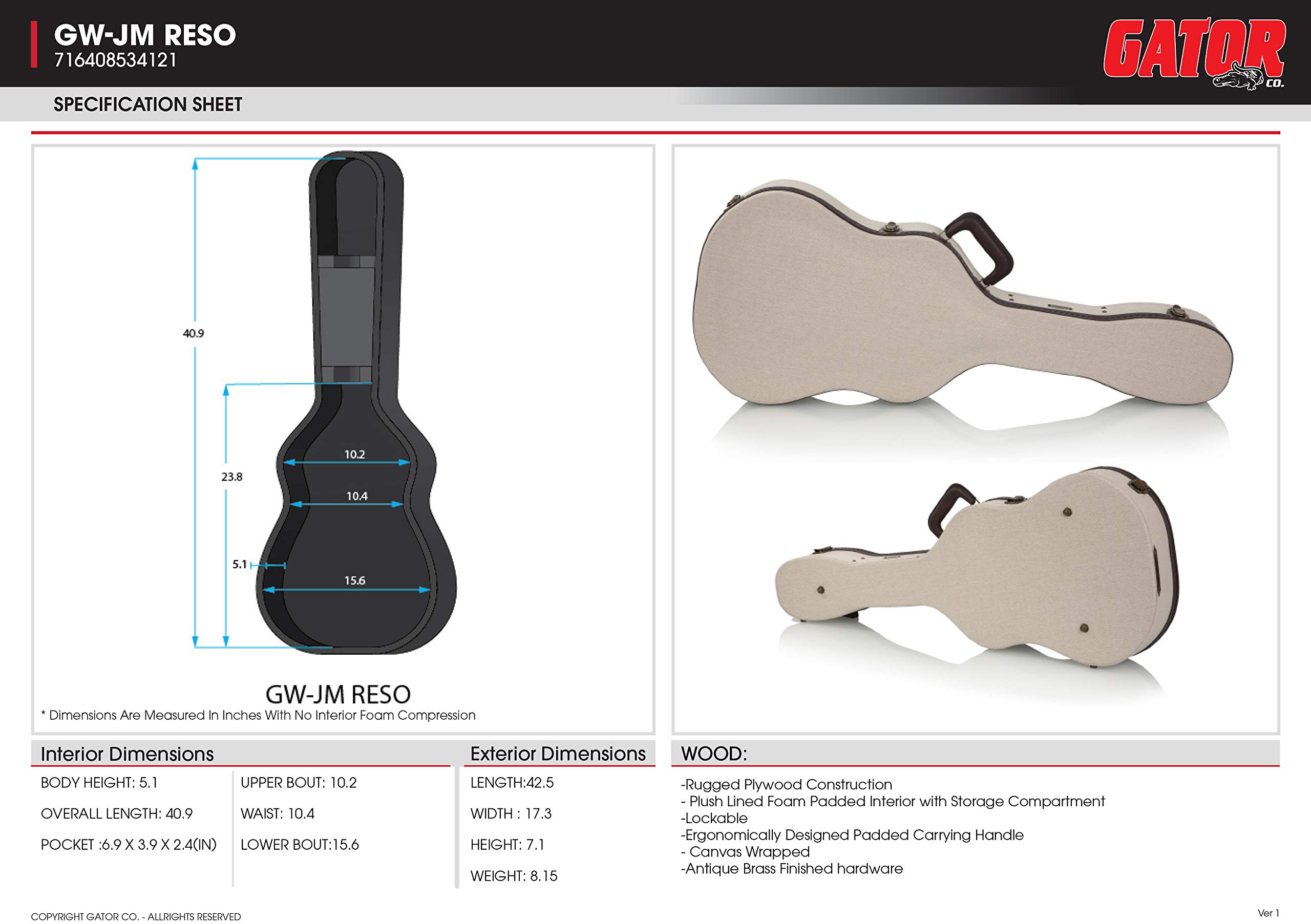 Gator Cases - GW-JM RESO - astuccio per chitarra resofonica