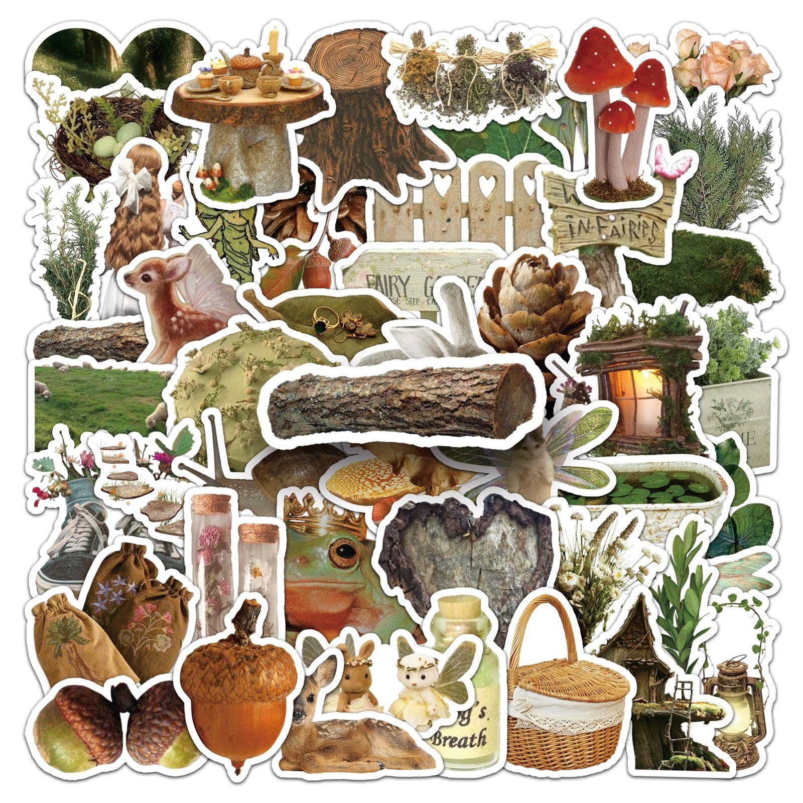 Forest Stickers 50 Pcs Waterproof Cute Funny Creature Plant Sticker for Water Bottle Laptop Scrapbook Skateboard Car Bike Guitar Phone Notebook Luggage,Vinyl Cartoon Animals Decals for Teens Kids โ image 1
