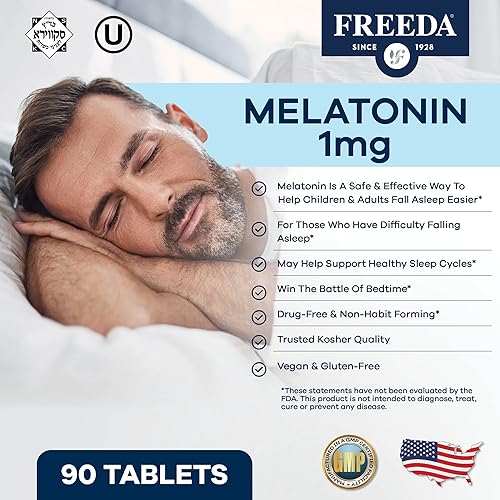Miniatura 2 de FREEDA Melatonina - Tableta masticable sin azúcar de 1 mg - Tabletas masticables de melatonina para adultos y niños - 1 mg de melatonina para