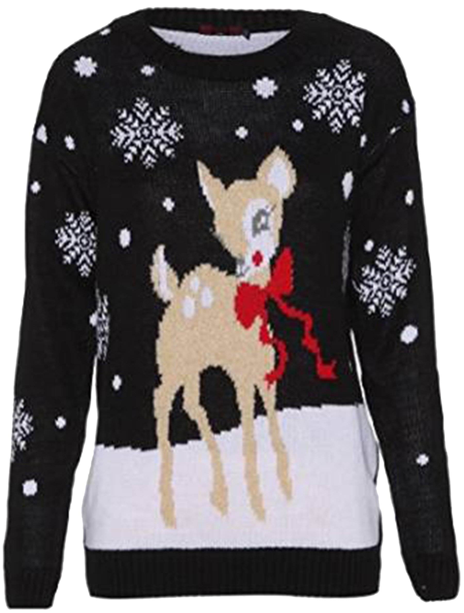 Friendz Trendz-Women Deer Bambi Bow Christmas Jumper
