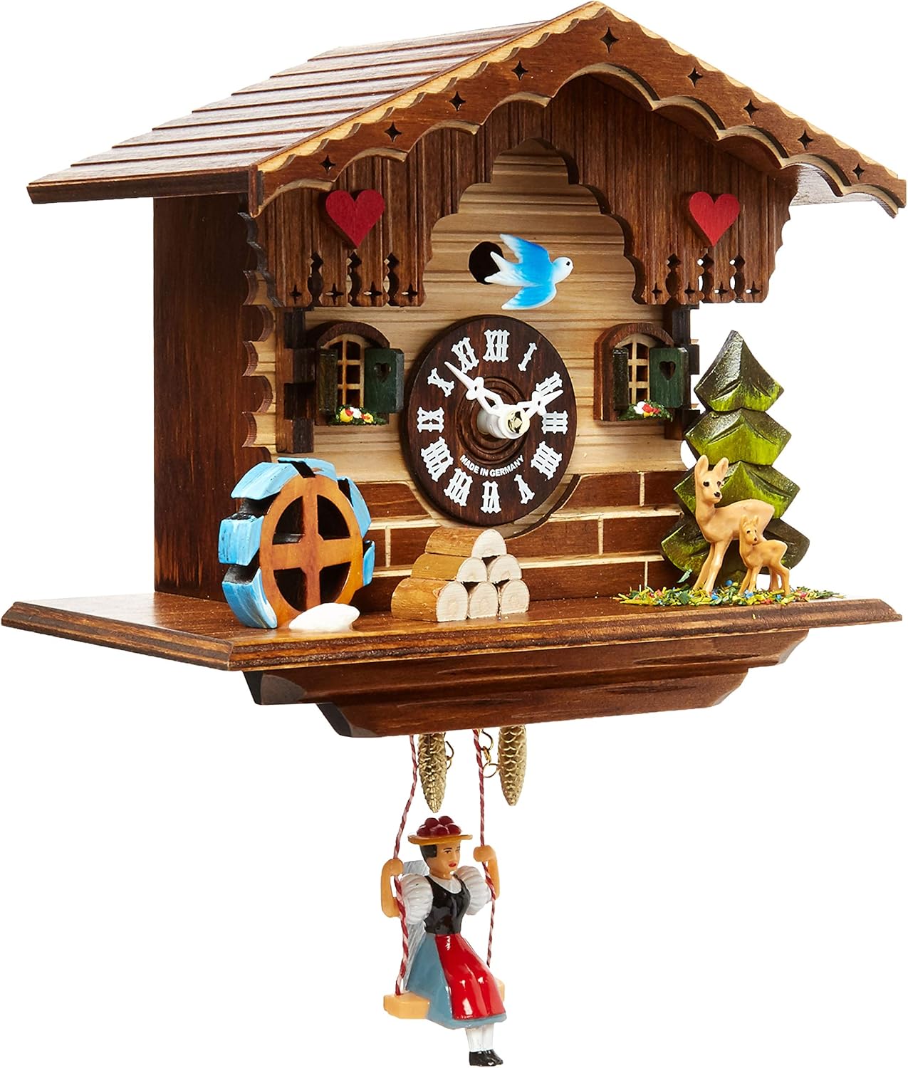 Engstler Battery-Operated Clock - Mini Size with Music/Chimes - 6.5" H x 7" W x 4.5" D