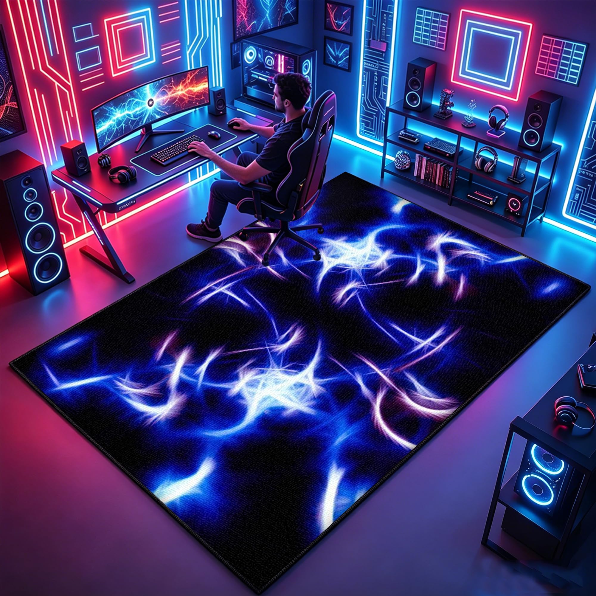 Atemrdsye Gaming Rug for Boys Bedroom 60 x 100 cm Gamer Rug, Colorful Boys Bedroom rug, Game Controller rug for Game Room Playroom Home Decor, Non Slip Carpet Decorative Floor Mat