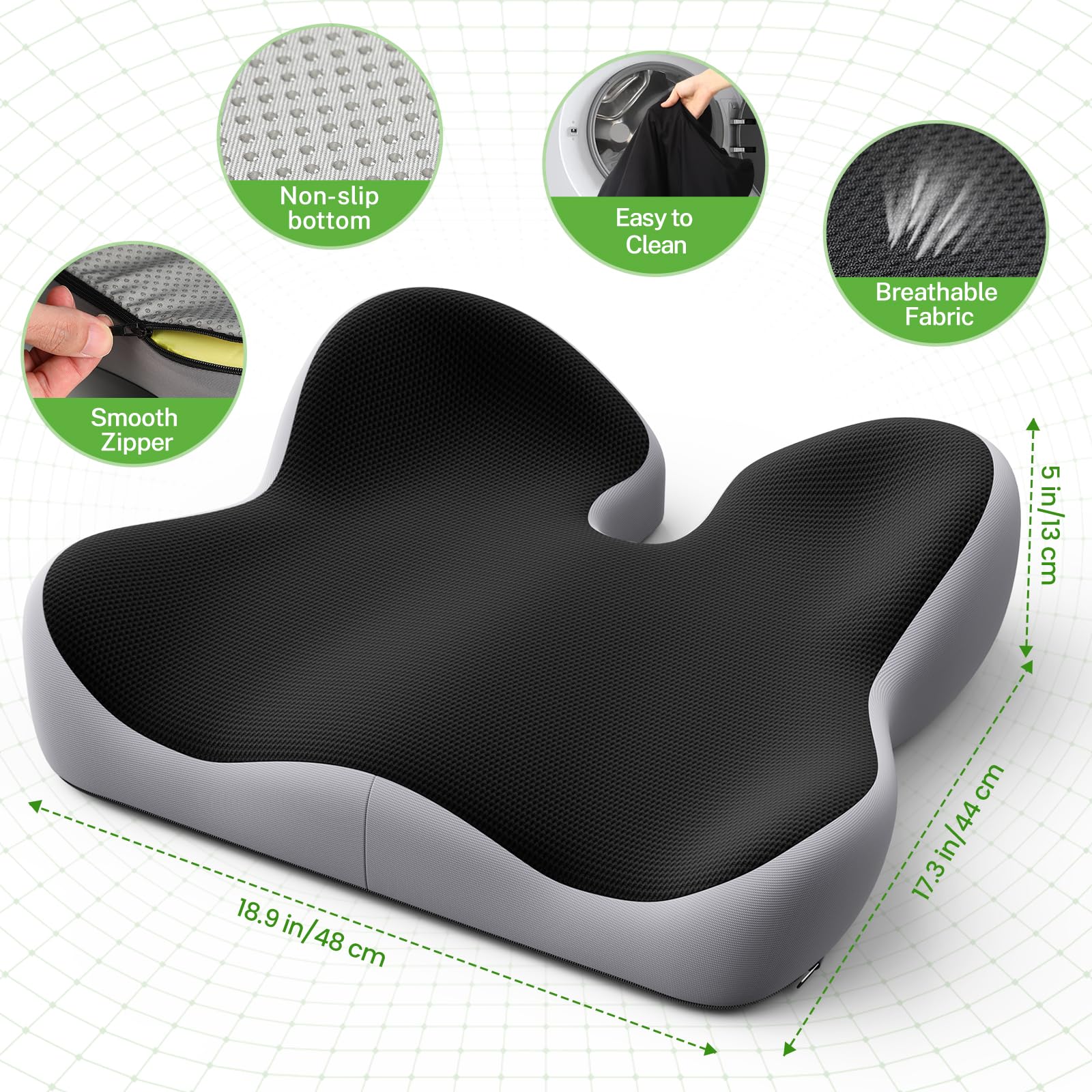 Cuscino Seduta Ortopedico Benazcap - Per Sciatica E Coccige, Memory Foam - Foto 4