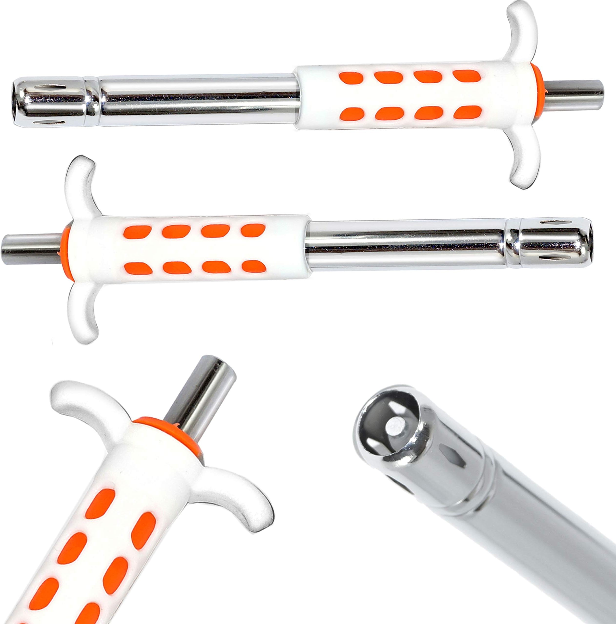 NISUN Pack of 2 Easy Grip Stainless Steel Regular Gas Lighter for Gas Stoves, Restaurants & Kitchen Use - Orange