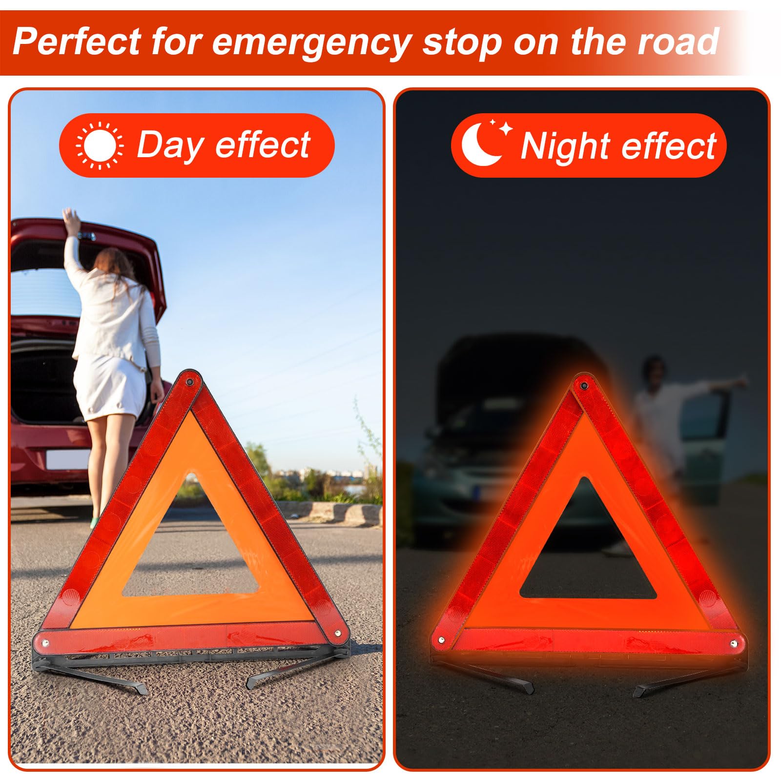 Triangle D'avertissement Pliable LED Sécurité Voiture/Bord De La Route Reflechissant Triangle Durgence Reflecteur Clignotant4038cm 91463530