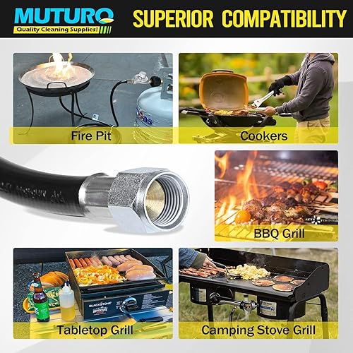 Miniatura 7 de Regulador de propano universal QCC1 de 3 pies, manguera de repuesto para la mayoría de parrillas de gas LP, calentadores, estufas de campamento y más