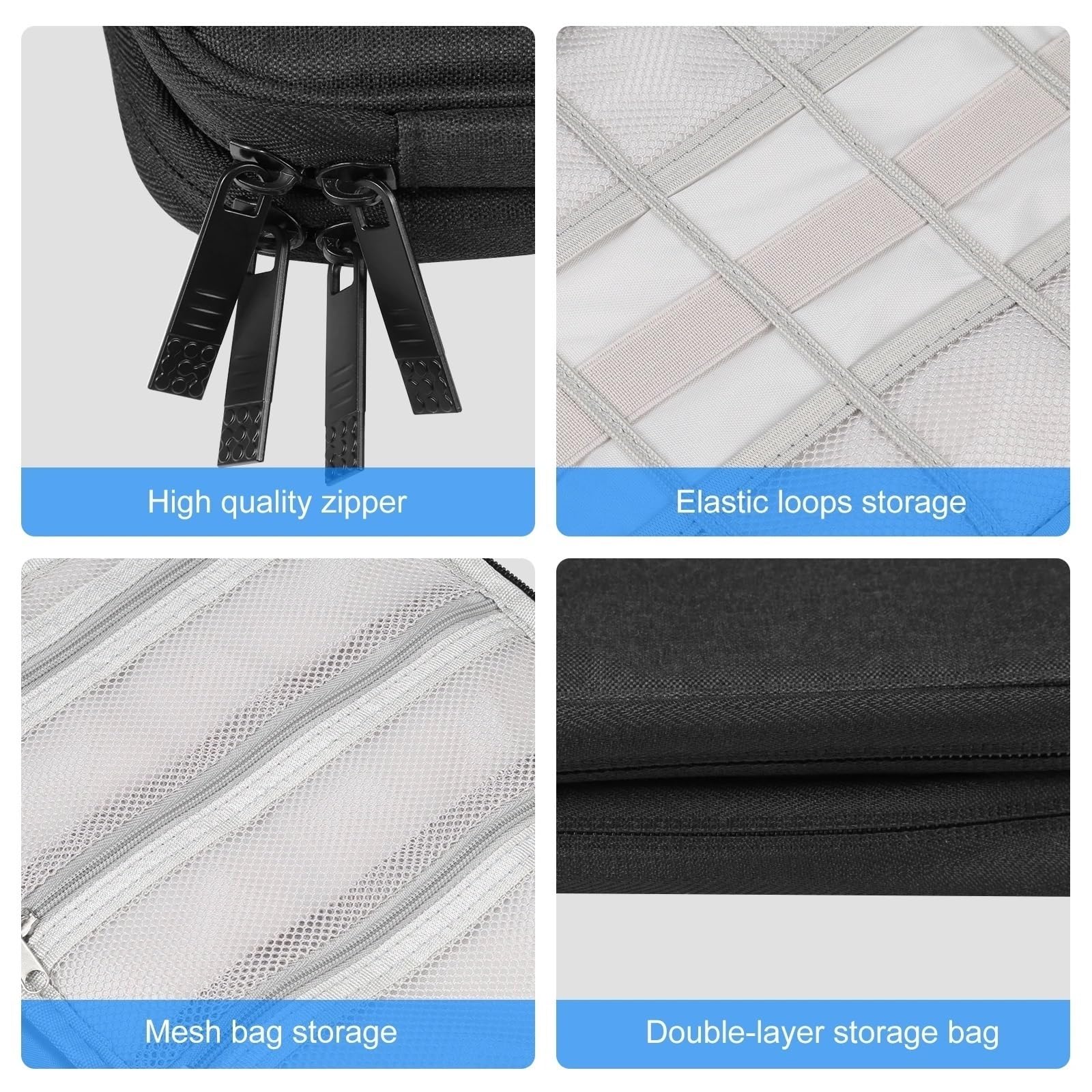 Borsa organizer per cavi, confezione da 2(Black)