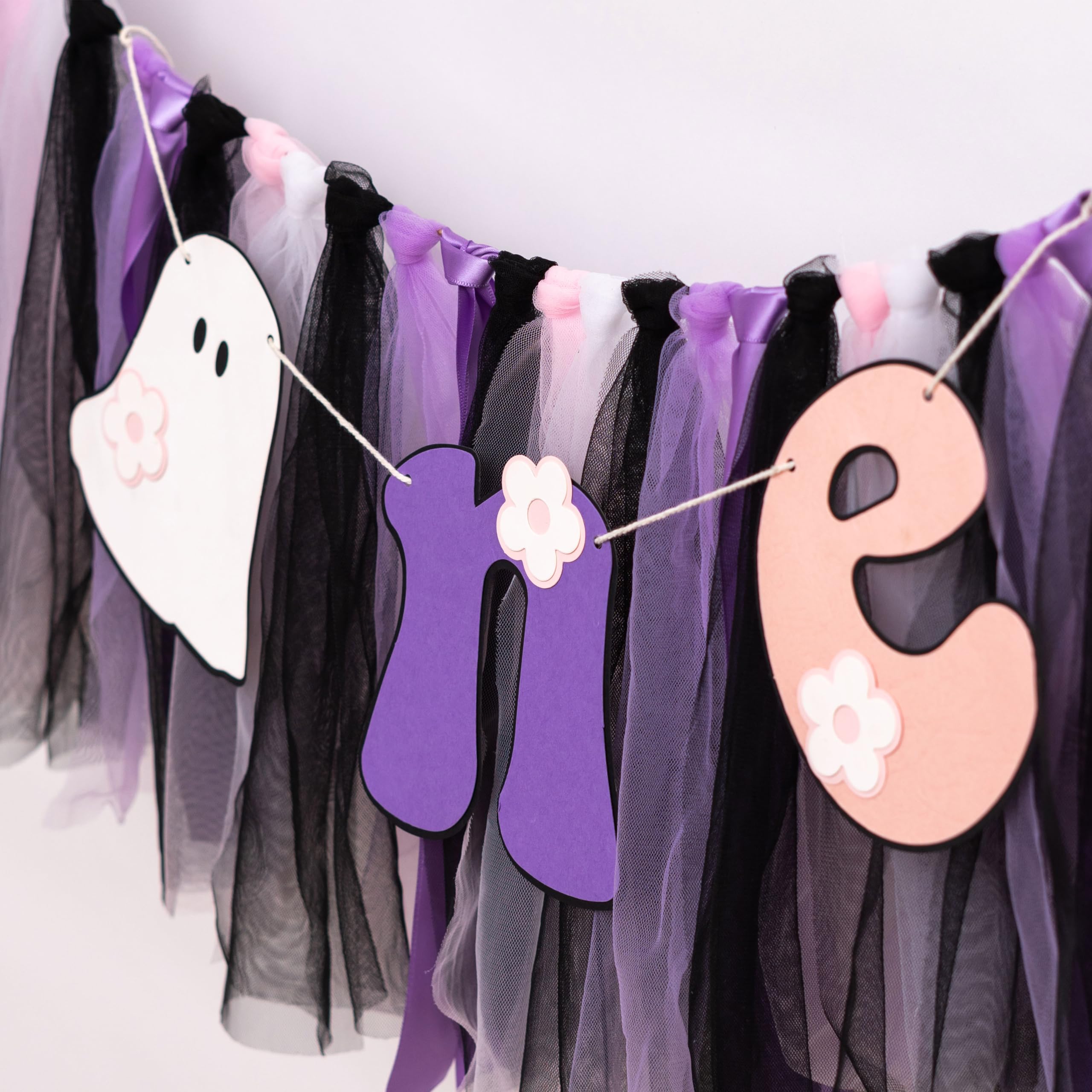 Spooky One Groovy Birthday High Chair Banner - Halloween 1st Birthday Decor, Boho Ghost Garland - View #11