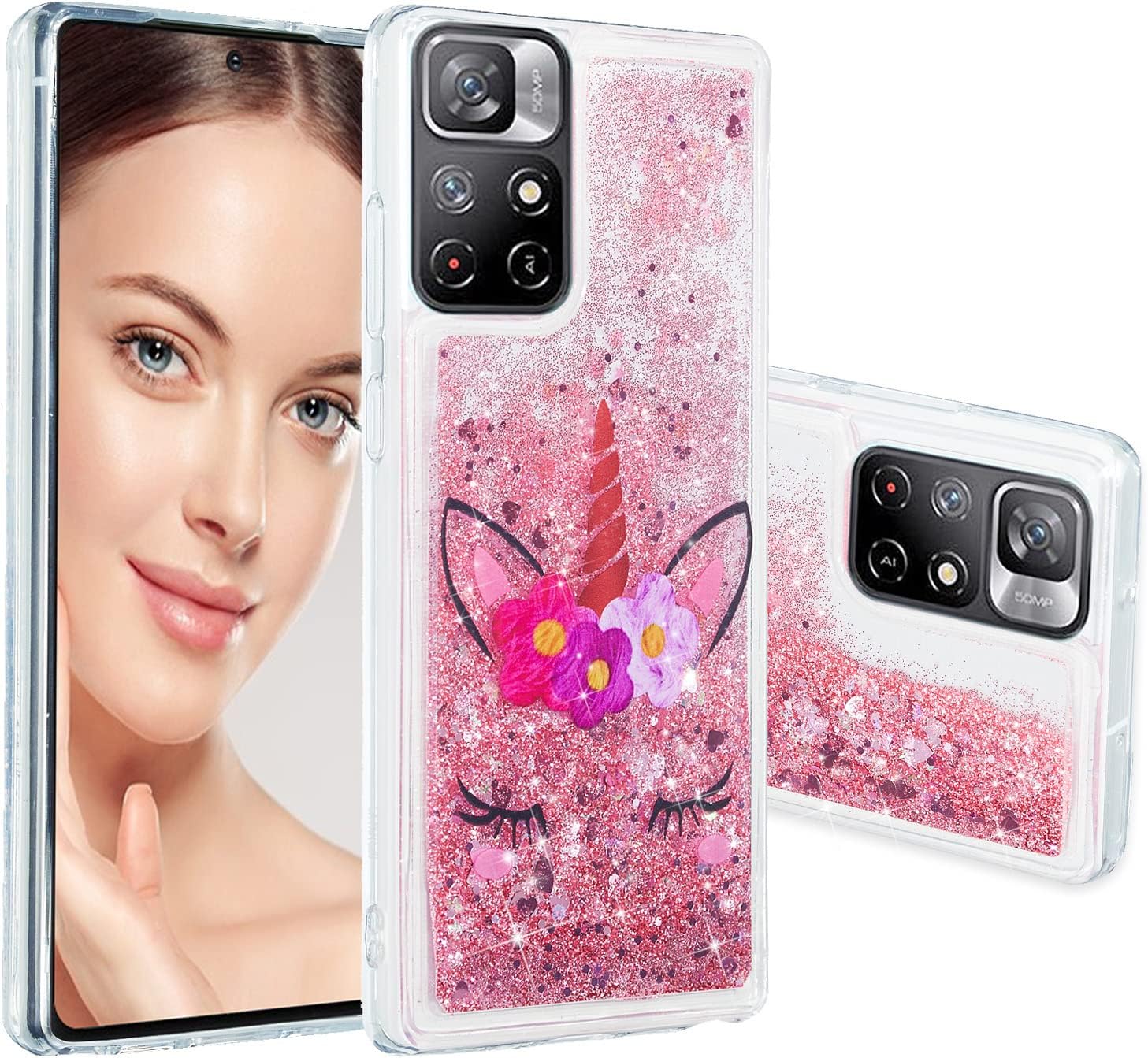 Ysnzaq Funda para Xiaomi Redmi Note 11 4G, Glitter Liquida Carcasa Silicona TPU Cute Case Antigolpes Protección Carcasa para Xiaomi Redmi Note 11 4G / Note 11S.XY Eyelash