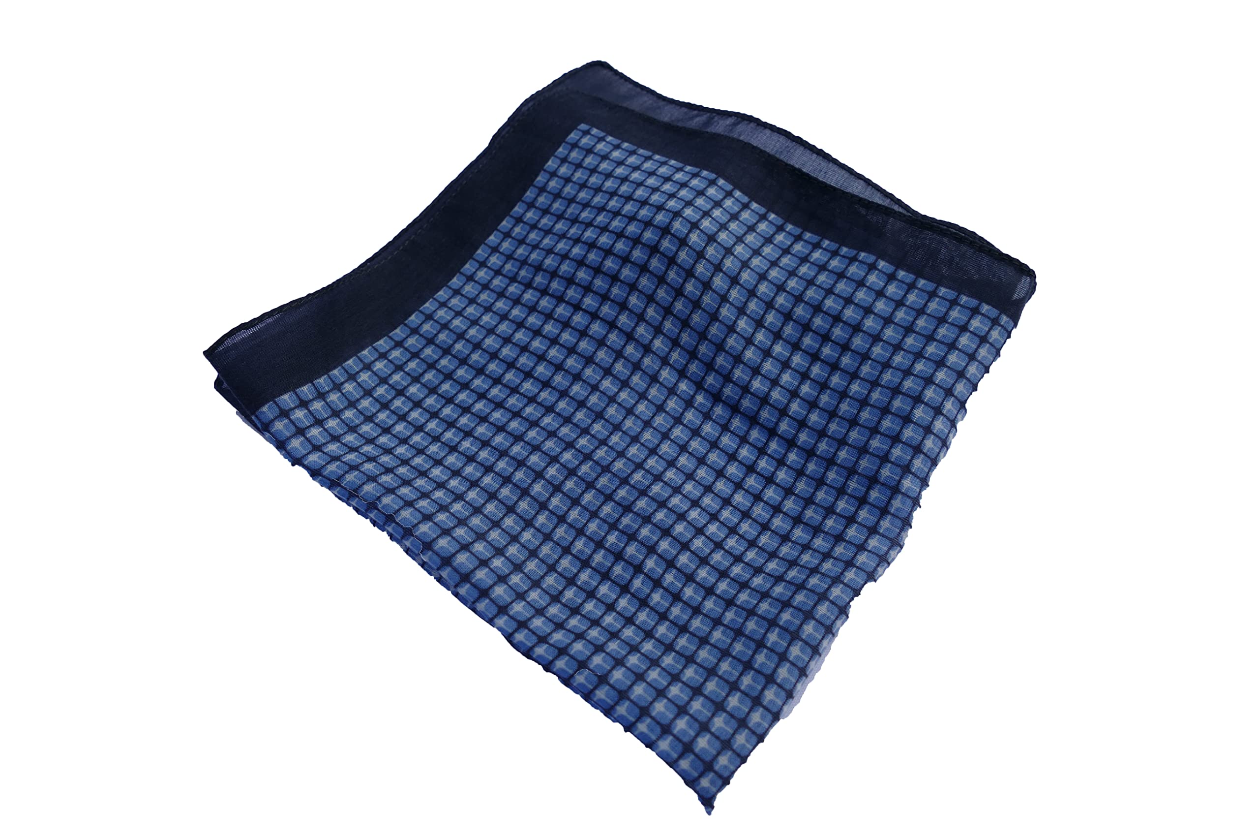 Boss Men's Blue Hugo Silk Blend Checked Pocket Square Handkerchief 50293311