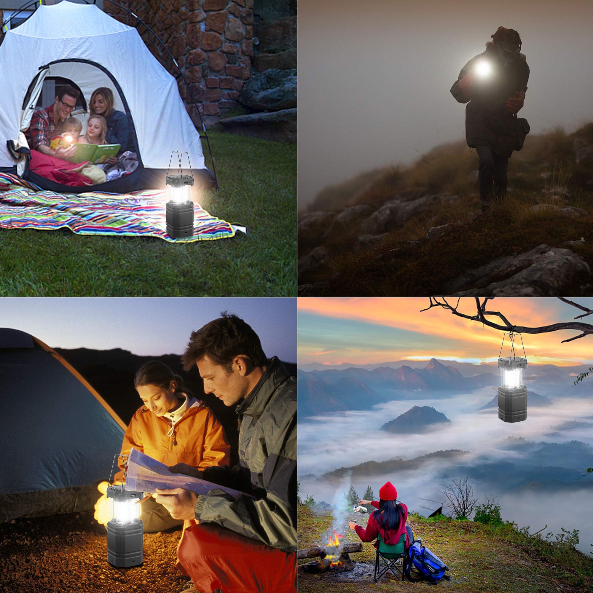 Lanterna Solare da Campeggio a Manovella, Torcia a LED Portatile Ultra Luminosa, Batteria 3000 mAh e Durata Della 30-35 Ore, Porta USB e Impermeabile per Esterno, Lettura, Escursionismo, Emergenza