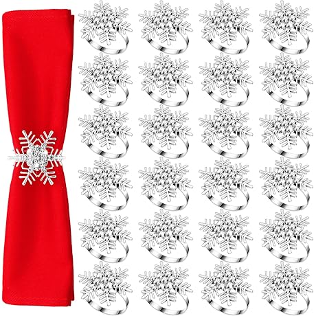 Set of 24 Snowflake Napkin Rings Bulk