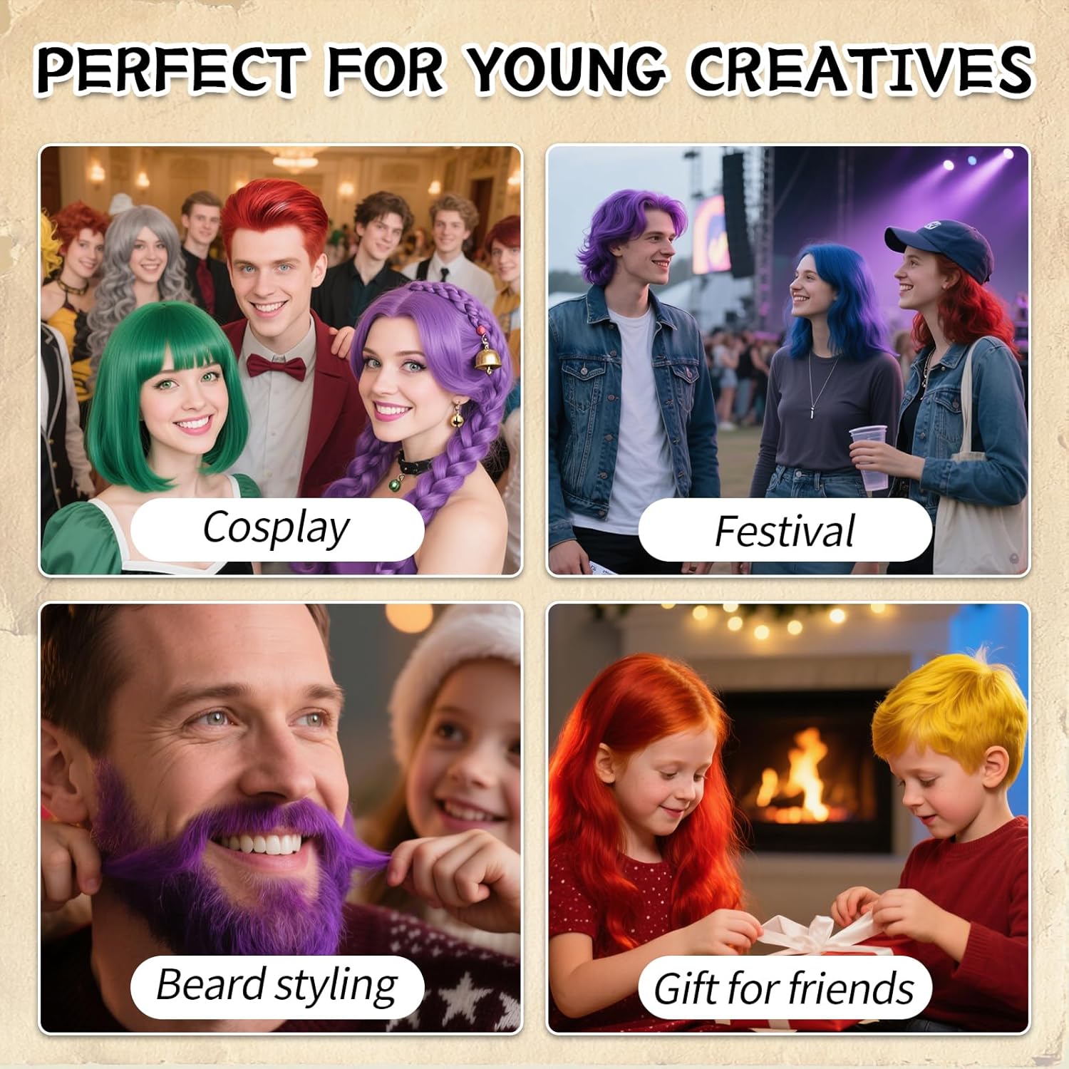 Byhoo 6PCS Temporary Hair Dye for Dark Hair, Hair Chalk for Girls, Kids Hair Dye, Washable Hair Color, Girl Gifts for 7-13 Year Old Girls Birthday - Image 5