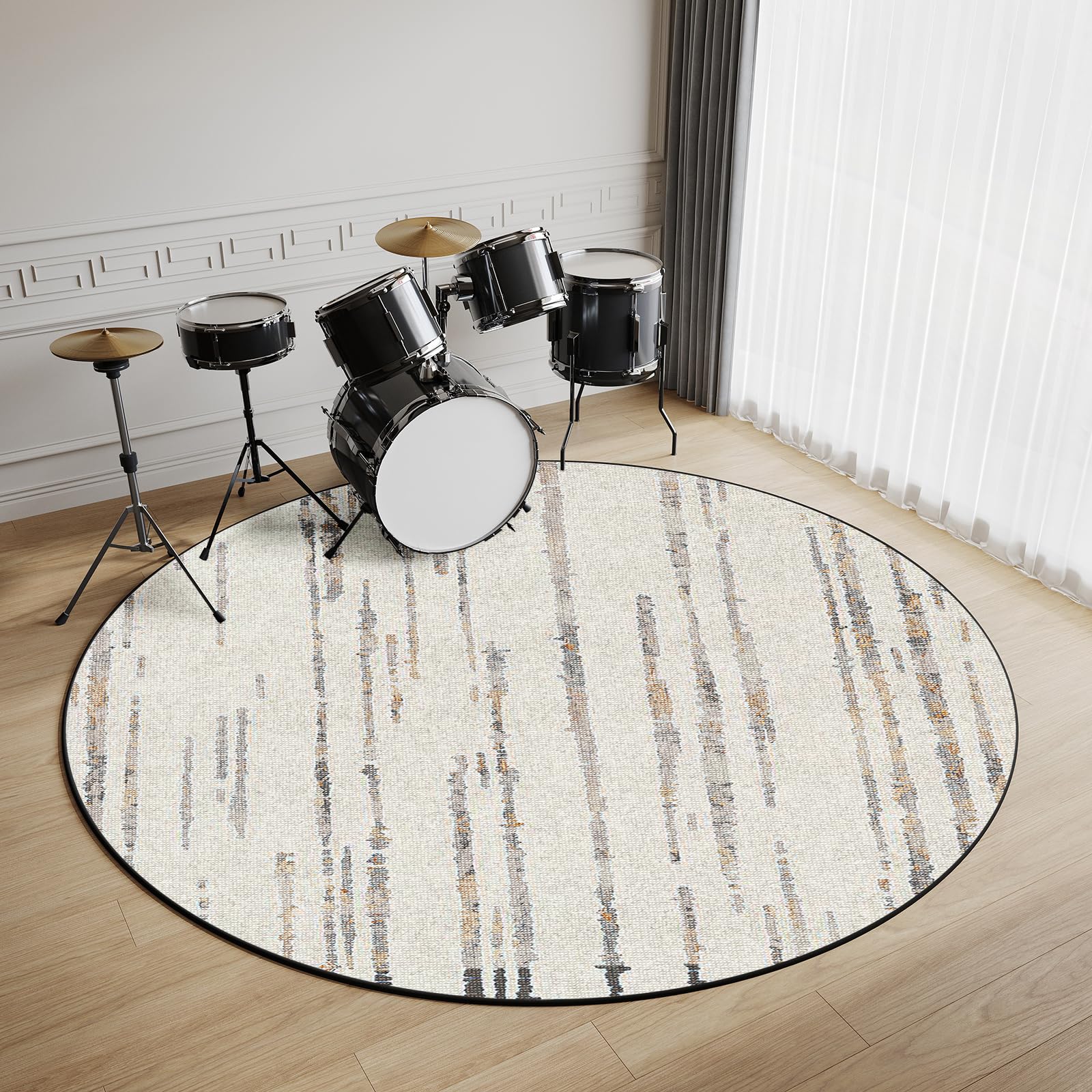 Schlagzeugteppich 150cm,Schlagzeug Teppich Rund,Schallschutz Teppich für e Drumset,rutschfest Drum Teppich für Schlagzeug Elektronisch,Drum Kit,Klavier (Mehrfarbig D)