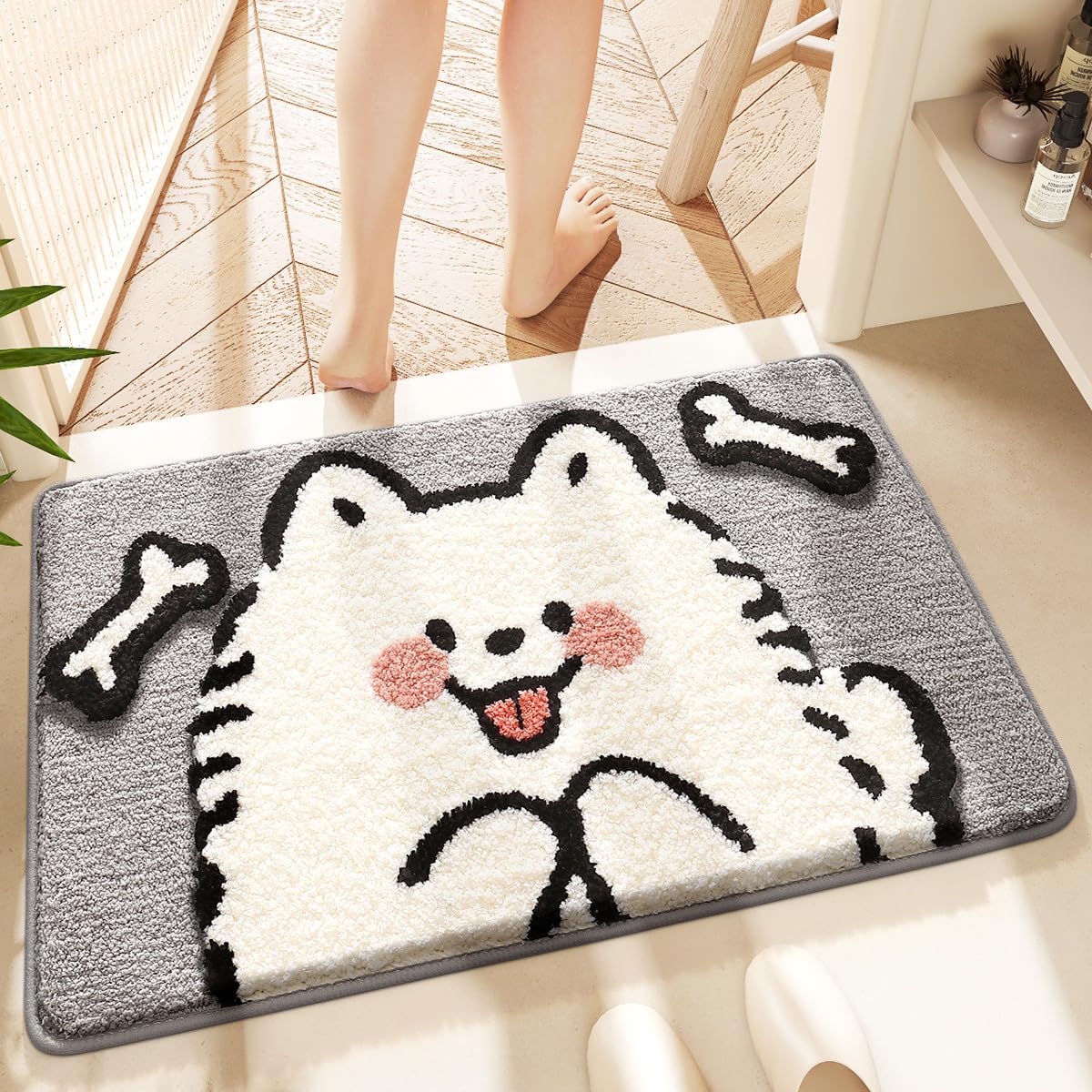 Cute Animal Bath Mat, Extra Soft Absorbent Bath Rug, Non-Slip Comfortable Bathroom Rug, Carpet for Tub, Shower, Bath Room, Machine Wash Dry, 16"x24",