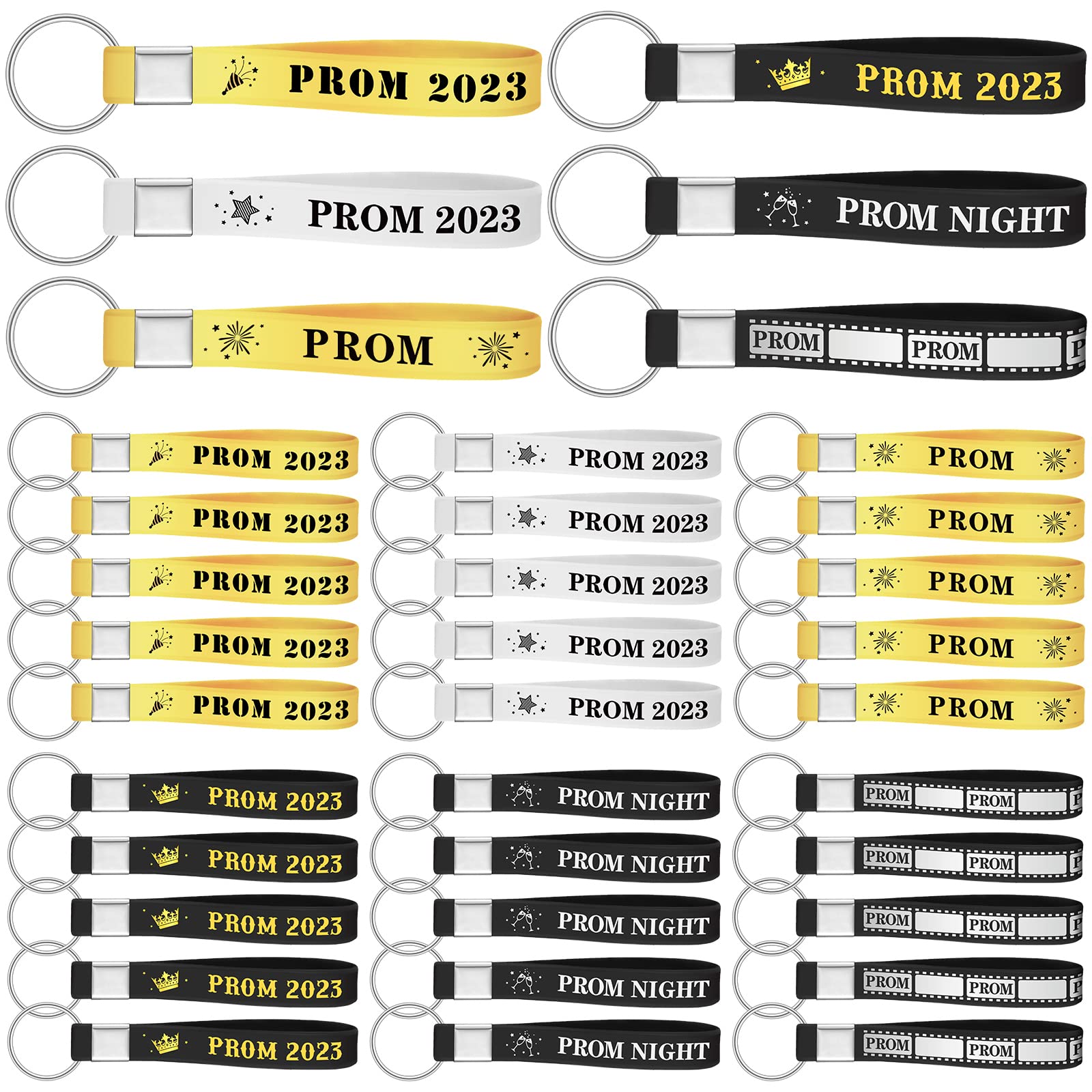 Photo 1 of 4 PACK Prom 2023 Keychain Silicone Rubber Prom Key Chains Bracelet Keychains Prom 2023 Party Favors Grad Gifts for Graduation Party (24 Pcs)