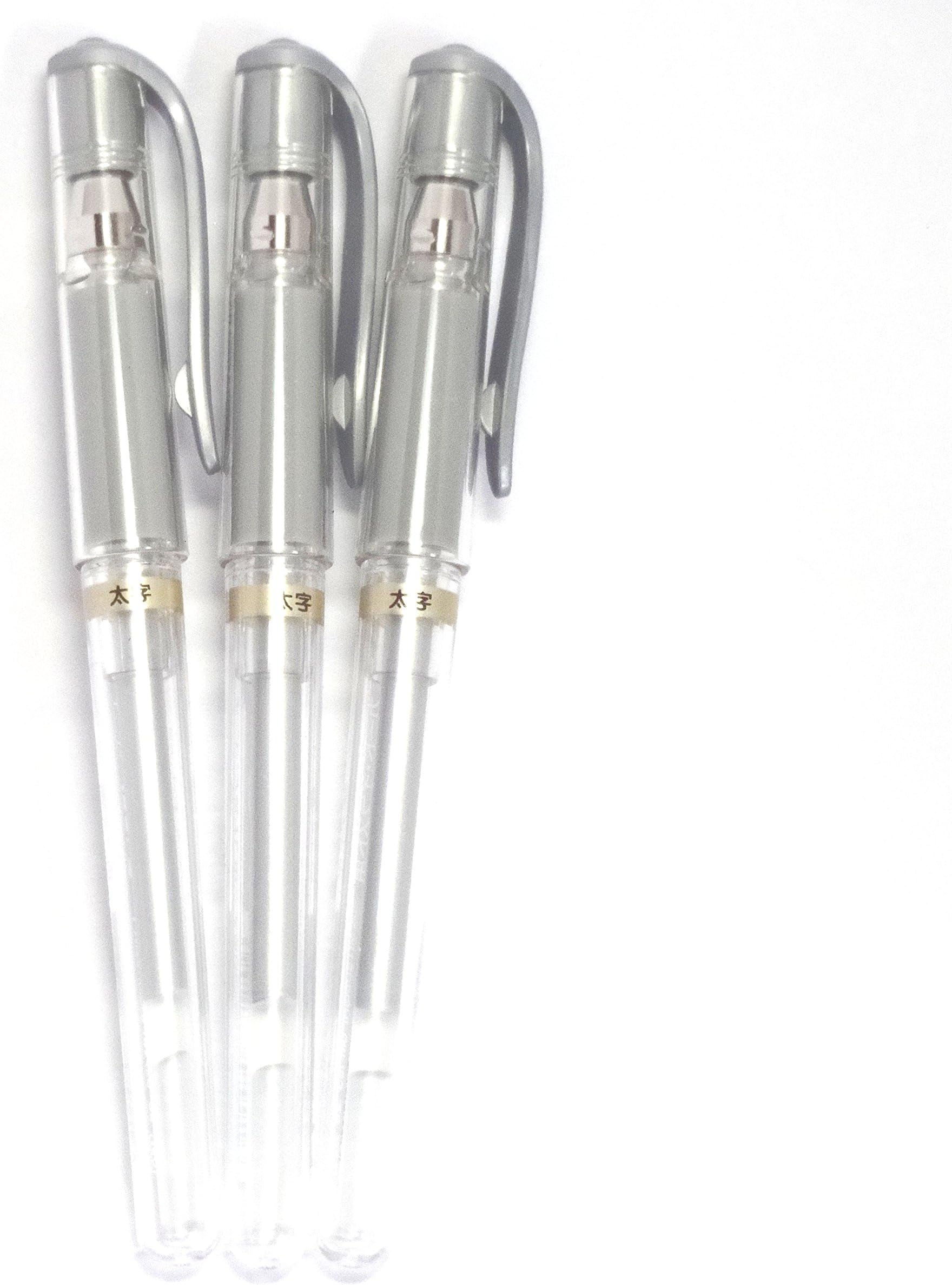 Uni-Ball Signo Broad Point Gel Impact Pen Silver Ink, 1.0mm, 3 pens per Pack (Japan import) [Komainu-Dou Original Package]