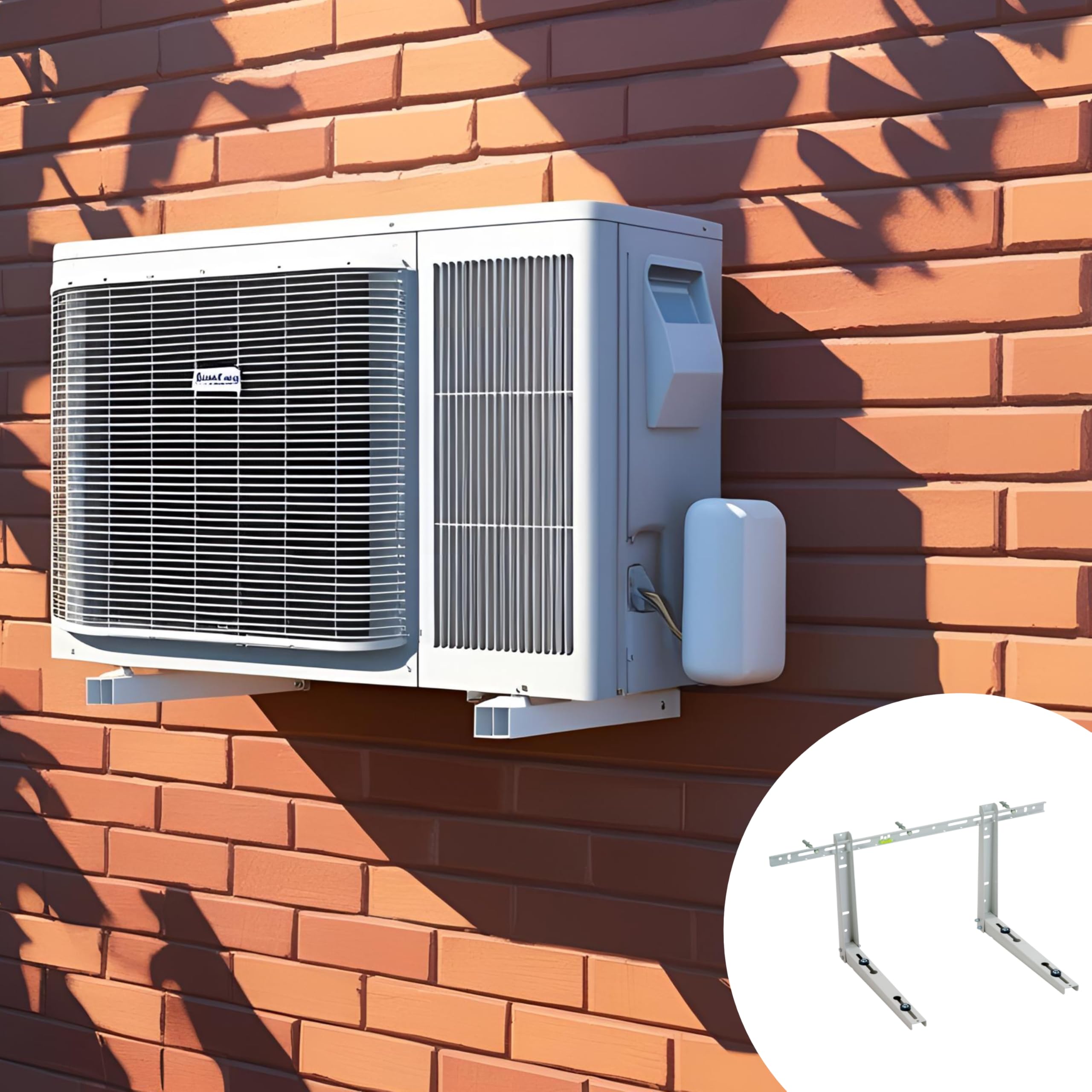 Staffe per Condizionatore Esterno - Supporto per Climatizzatore 38x45 con Traversa per Unità Esterna - Struttura Regolabile, Robusta, Stabile e Resistente (Con Traversa)