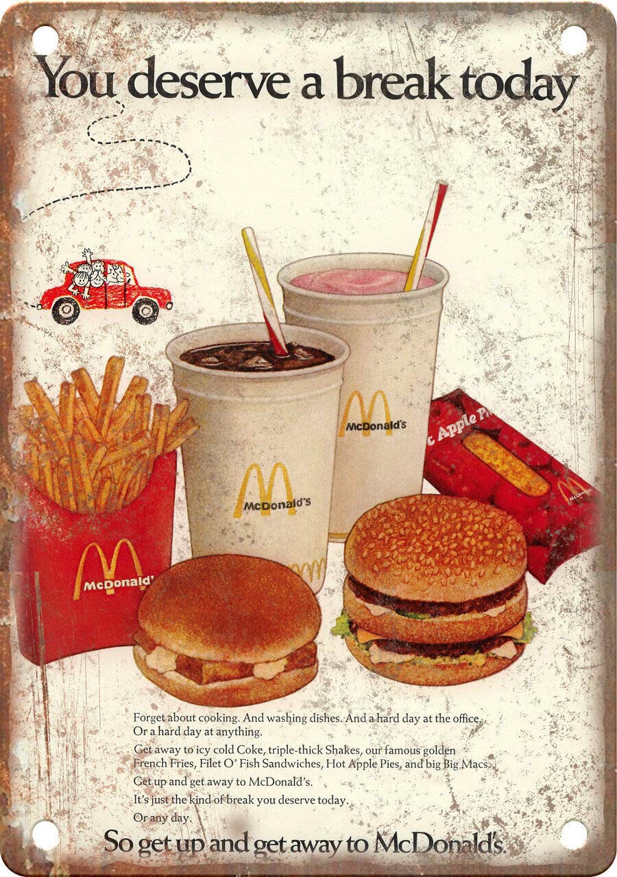 McDonalds Vintage Advertisment Reproduction Metal Sign Retro Wall Home Bar Pub Vintage Cafe Decor, 8x12 Inch
