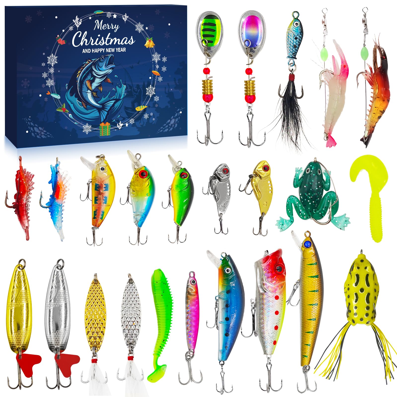 Fishing Advent Calendar 2025-24-Day Christmas Countdown with 24-Piece Fishing Lure Set, Perfect Christmas Gifts for Fishermen : Home & Kitchen