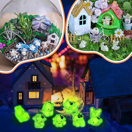 Miniatura 7 de RoundFunny 48 piezas de mini figuras de vaca de resina en miniatura de animales de resina, mini figuras de resina, adornos de musgo al aire libre,