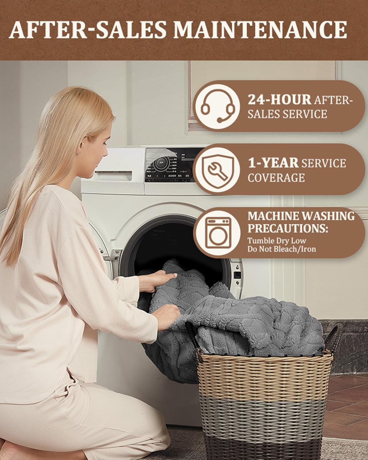 CAROMIO Electric Blanket Queen Size Dual Control - Thick Tufted Sherpa Heated Blanket Queen with 10 Heating Levels and 10 Time Settings, ETL Certified Fast Heating Blanket Queen Size 84"×90", Grey - Image 8