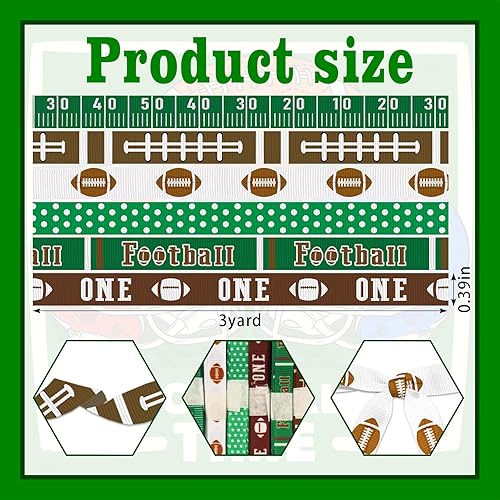 Vista 2 de 6 rollos de cinta de fútbol para envolver regalos, envoltura de regalos con temática de fútbol, decoración del hogar, bricolaje de 3/8 pulgadas x 18