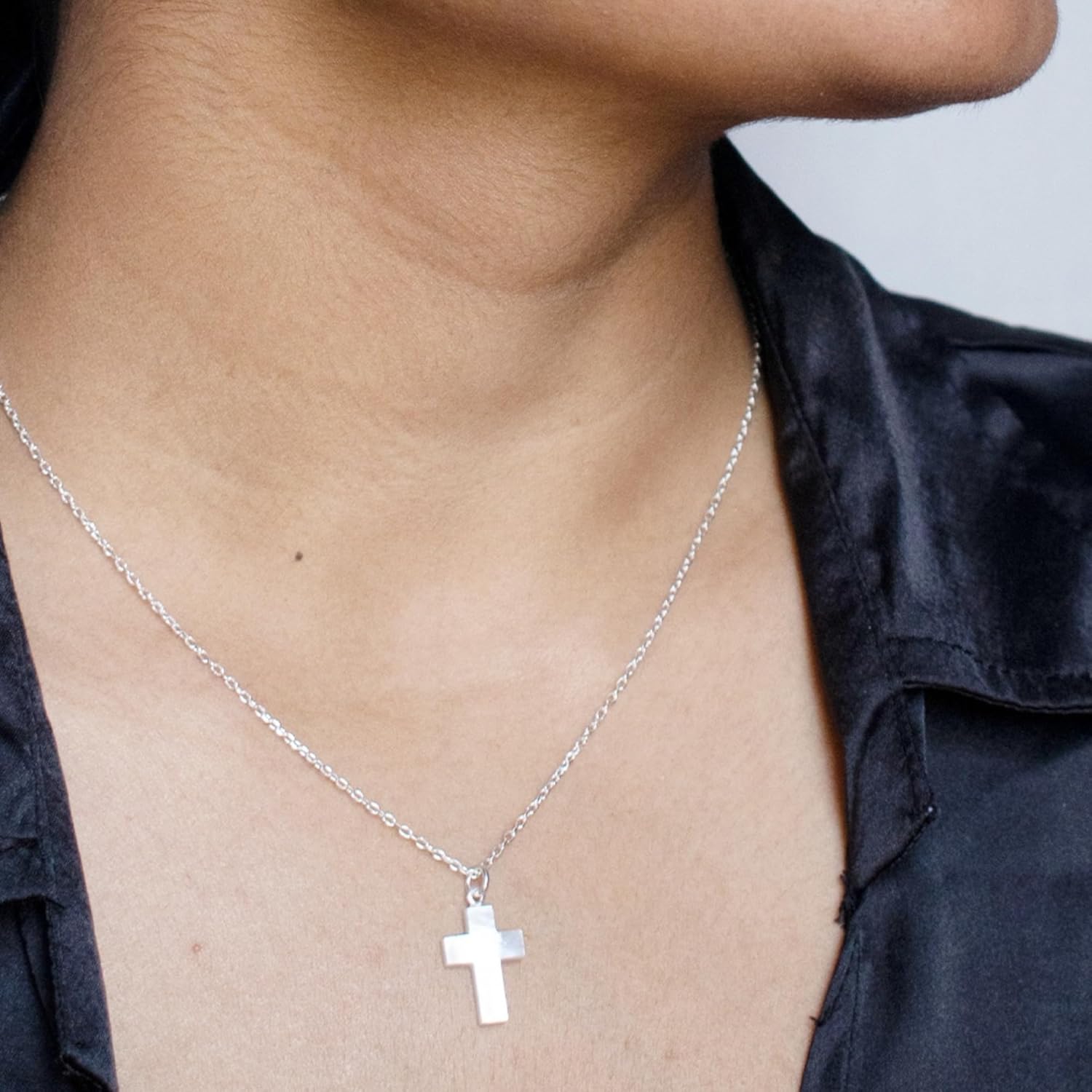 Divine Elegance Small Gemstone Cross Pendant in Sterling Silver - Dainty, Feminine Jewelry with Natural Gemstones, Perfect Gift for Every Occasion - Image 6