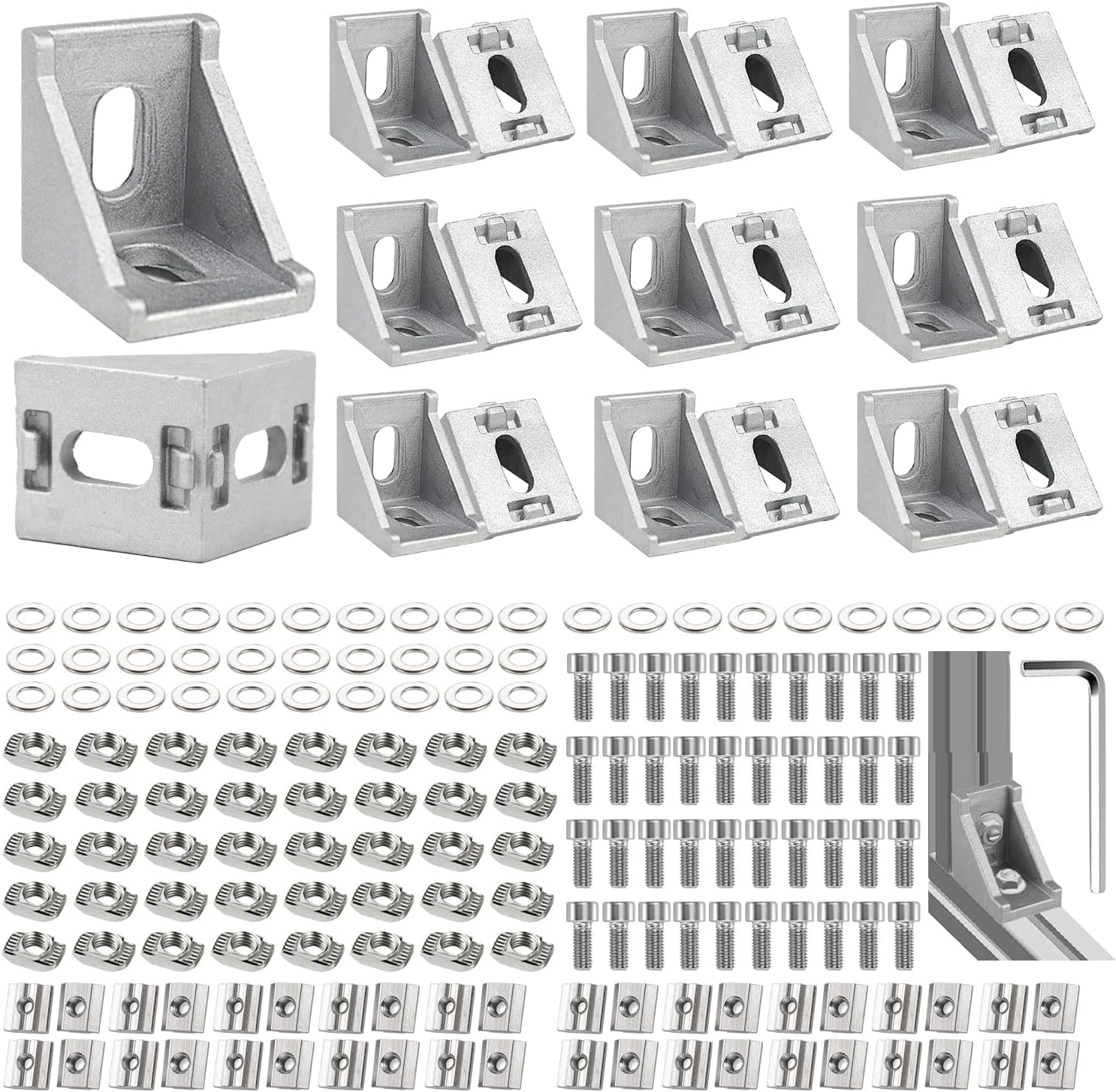 Angle Mounting Material, Aluminium Profile, 20 x 20 Angle Connector, Corner Connector, Wall Holder, 90 Degree Angle Grid for 2020 Strut Profile, 3D Printer, CNC Router, DIY Projects (20 x 20)