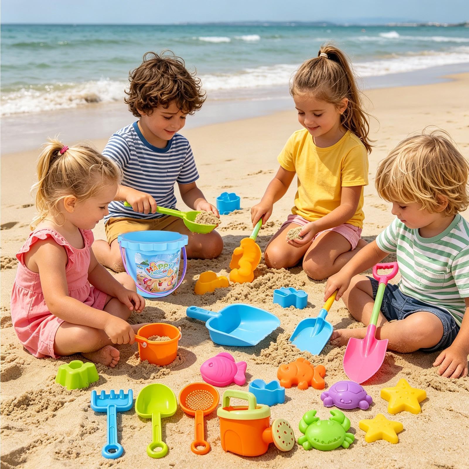 Zabawki Plażowe I Do Piasku Dla Dzieci Zestaw 13 Elementów Radosnej Zabawy | Zabawki Do Zamków Z Piasku Na Plażę Na Świeżym Powietrzu W Ogrodzie i Parku Przy Basenie Na Letnie Wakacje Podróże i Ra