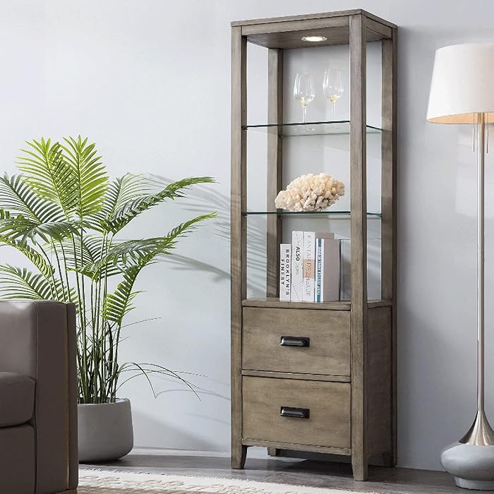 Buy Modern 68.5'' Curio Wood Display with 3 Tier Glass