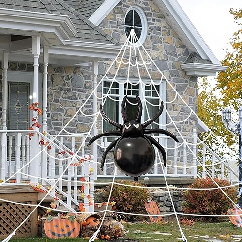 Miniatura 46 de Globos de aluminio de Halloween, juego de pancartas de globo negro para fiesta, kit de banderines de letras de Mylar de 16 pulgadas para decoración