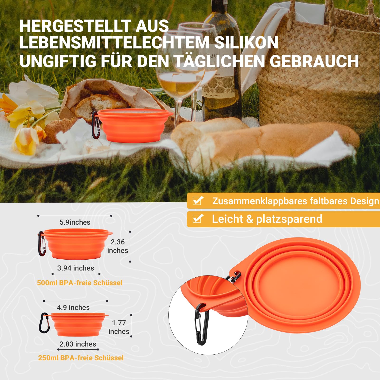 KingCamp Campingküche faltbar mit Bambus Campingschrank & Edelstahl Camping Kochgeschirr, Outdoor Küche mit Stauraum, Windschutz, Lampenhalter & Kochset für 3 Personen, ideal für Camping, BBQ&Picknick